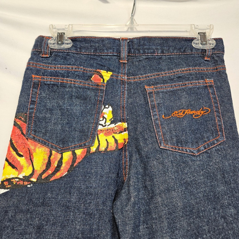 Ed‎ Hardy Youth Tiger Straight Leg Jeans Size 10 Y2K Tattoo Art 26x25 Streetwear - Picture 10 of 13